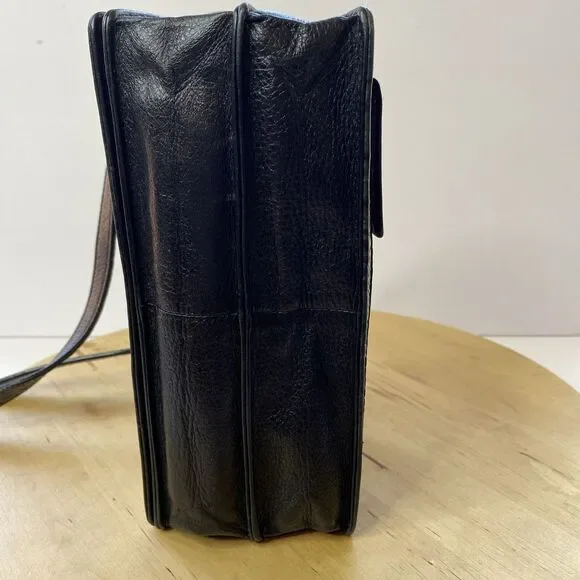 VTG Brighton Black Croc Leather Crossbody Clutch Purse Organizer Wallet Vintages - Picture 8 of 14